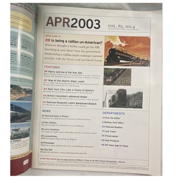 Vtg Lot 4 Trains Jan Feb Mar Apr 2003 Magazine Railroad Freight Yard Collect - Picture 10 of 11